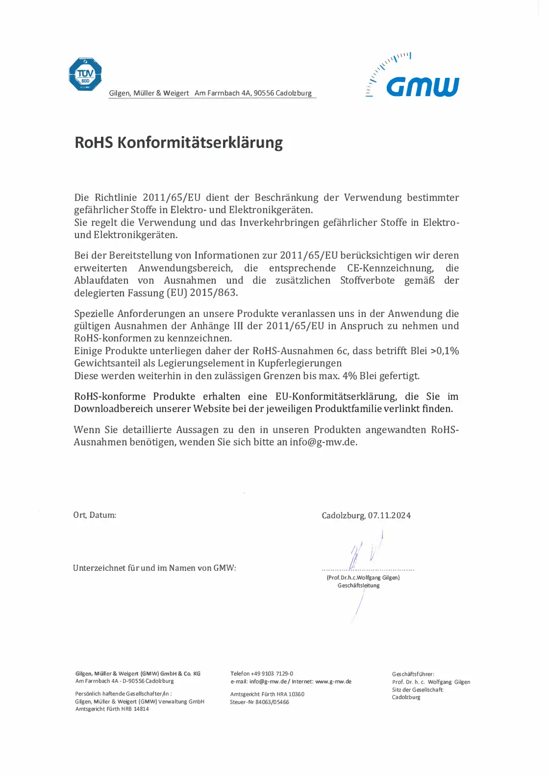RoHS Konformitätserklärung Thumbnail