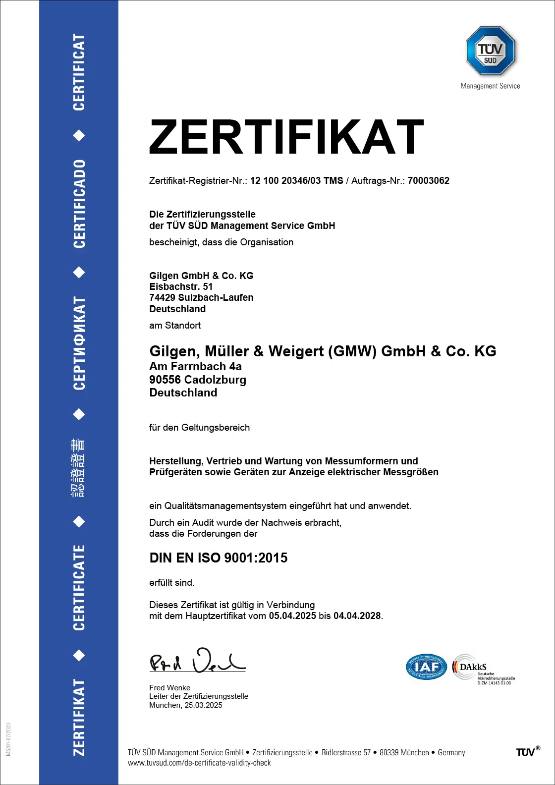 ISO 9001:2015 Zertifikat Thumbnail