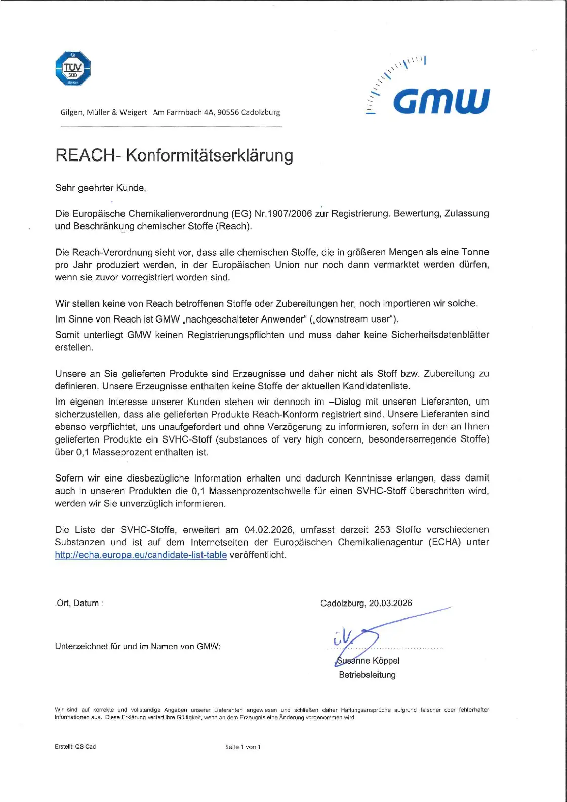 Reach Erklärung
