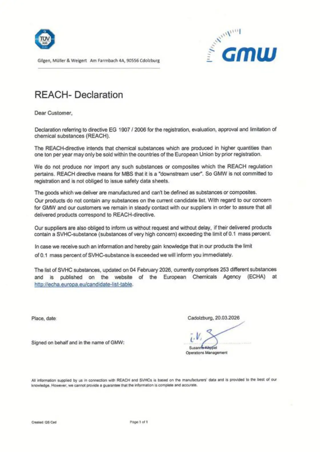 Reach Erklärung